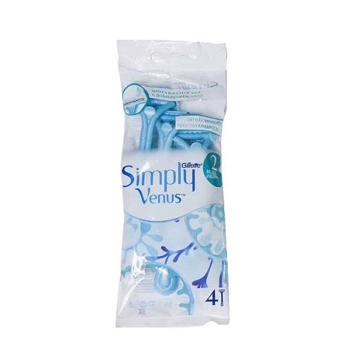 خودتراش دو تیغه ژیلت مدل Simply Venus آبی خود تراش ژیلت مدل Simply Venus بسته 4 عددی - تصویر 1