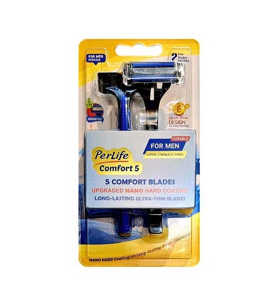 0016142_-comfort5-2-.jpeg خودتراش مردانه پنج لبه پرلایف مدل Comfort5 بسته 2 عددی - تصویر 1